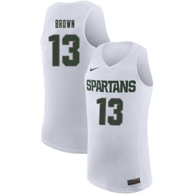 Men Gabe Brown Michigan State Spartans #13 Nike NCAA White Authentic College Stitched Basketball Jersey FX50A47FQ